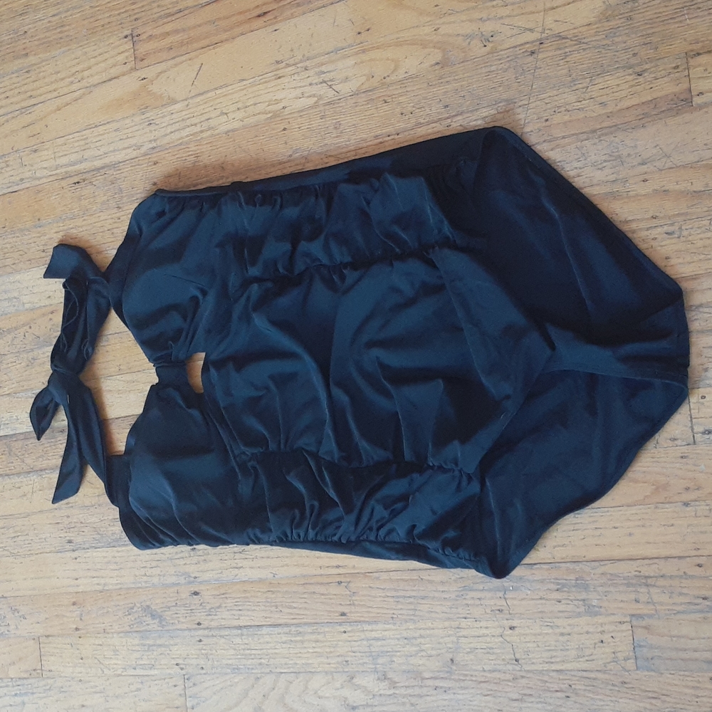 TORRID black ruched one piece swimsuit